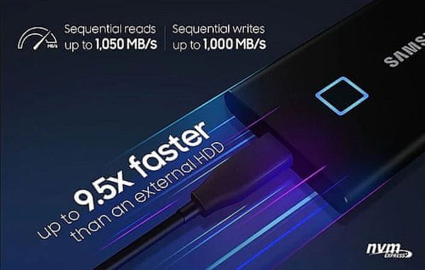 Externí pevný disk Samsung T7 Touch SSD 500GB, stříbrná (MU-PC500S/WW) SSD vysoká přenosová rychlost USB-C usb 3.2