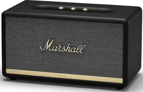 přenosný reproduktor marshall stanmore II voice google hlasové ovládání google bassreflex 50w zesilovač basů 15w zesilovač výšek síťové napájení analogové ovladače mobilní aplikace stanmore ii voice google asistant aux in připojení wifi technologie ikonický retro design