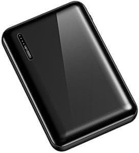 powerbanka USAMS US-CD104 Dual USB Power Bank 5000mAh Black (5KCD10401) rychlé nabíjení 2.1 A kompaktní lehká li-pol baterie duální vstupy a výstupy