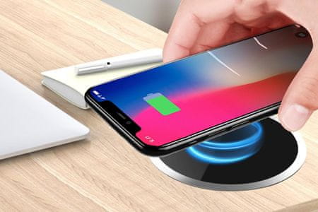 bezdrátová nabíječka Sandberg bezdrátová nabíječka Qi podložka Wireless Charger for Desk 10W 441-16 qi nabíjení usb-a male konektor 10,8 w výstupní výkon zapuštění do stolu pilka v sadě