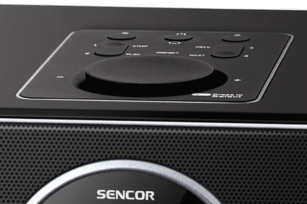 moderní internetové rádio sencor sir 6000wdb designové provedení 26000 internetových rádií dab+ fm pll tuner s rds 20 předvoleb fm 250 předvoleb internetových rádií usb přehrávání linkový vstup Bluetooth streaming wifi připojení k síti správa přes mediau 8 režimů ekvalizéru hudební výkon 14 w lcd displej s tlumením jasu airmusic ovládací aplikace