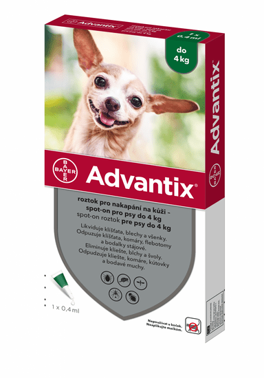 Bayer Advantix pro psy spot-on do 4 kg 1x0,4 ml