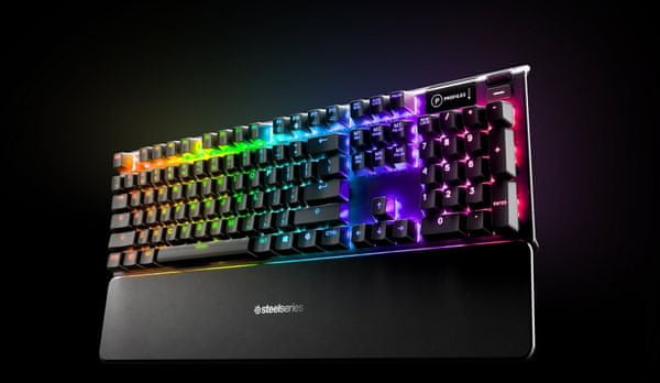 herná klávesnica SteelSeries Apex 5, SteelSeries Hybrid Blue, US (64532) mechanická RGB OLED multimédiá