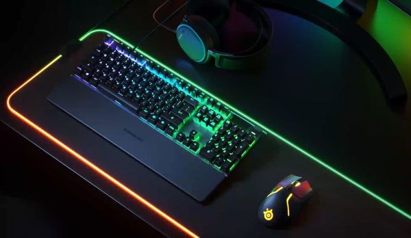 herná klávesnica SteelSeries Apex 5, SteelSeries Hybrid Blue, US (64532), RGB dynamické, magnetická opierka