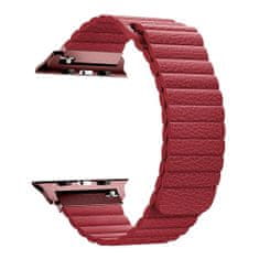 BStrap Leather Loop řemínek na Apple Watch 42/44/45mm, Red