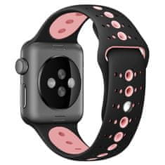 BStrap Silicone Sport řemínek na Apple Watch 42/44/45mm, Black Pink