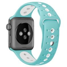 BStrap Silicone Sport řemínek na Apple Watch 42/44/45mm, Teal White