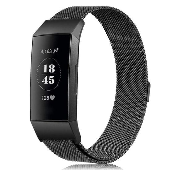 BStrap Milanese (Small) řemínek na Fitbit Charge 3 / 4, black