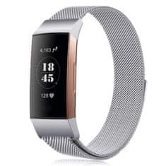 BStrap Milanese (Small) řemínek na Fitbit Charge 3 / 4, silver