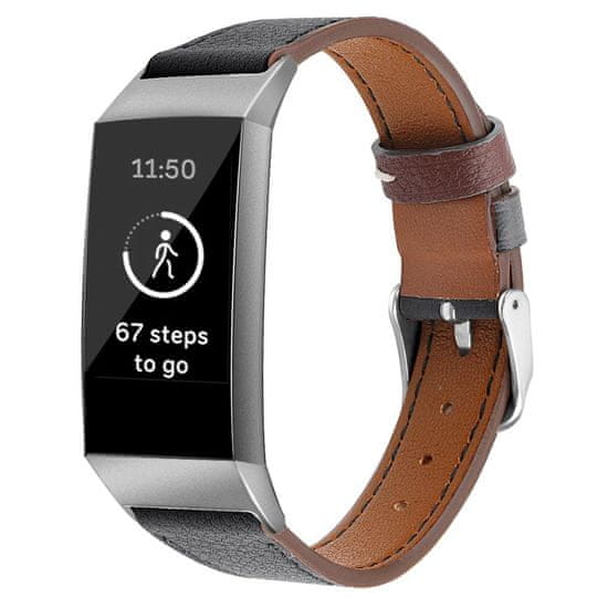 BStrap Leather Italy (Large) řemínek na Fitbit Charge 3 / 4, black