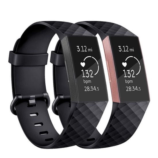 BStrap Silicone Diamond (Large) řemínek na Fitbit Charge 3 / 4, black