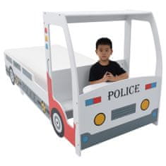 Greatstore Dětská postel policejní auto+matrace z paměťové pěny 90x200 cm