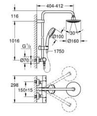 Sprchový systém s termostatem GROHE New Tempesta Cosmopolitan 160