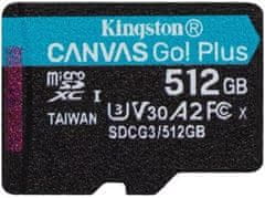 Kingston microSDXC 512GB Canvas Go Plus 170R A2 U3 V30 (SDCG3/512GBSP)