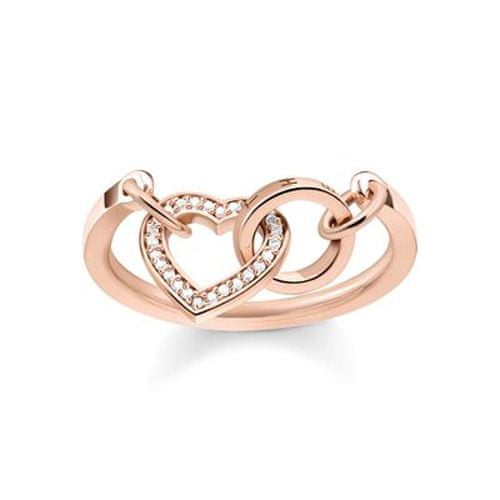 Thomas Sabo Prsten "Spolu srdce" , TR2142-416-14-54, Sterling Silver, 925 Sterling silver, 18k rose gold plating, zirconia white