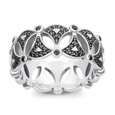 Thomas Sabo Prsten "Asijské ornamenty" , TR2176-643-11-52, Sterling Silver, 925 Sterling silver, blackened, zirconia black