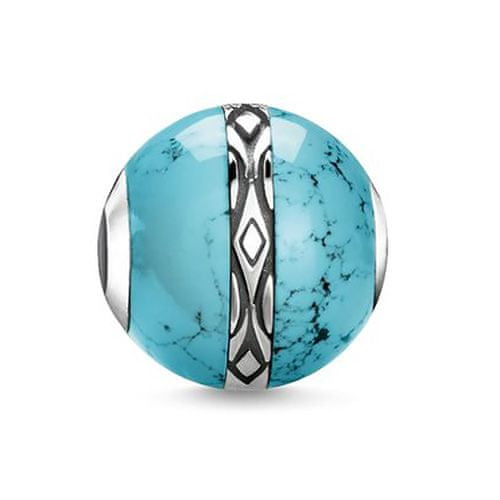 Thomas Sabo Korálek "Ornament tyrkysový" , K0325-878-17, Karma Beads, 925 Sterling silver, blackened, simulated turquoise