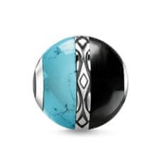 Thomas Sabo Korálek "Ornament tyrkysový a černý" , K0324-878-7, Karma Beads, 925 Sterling silver, blackened, simulated turquoise, agate black