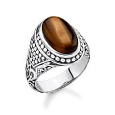 Thomas Sabo Prsten "Hnědý" , TR2241-826-2-62, Sterling Silver, 925 Sterling silver, blackened, tiger‘s eye