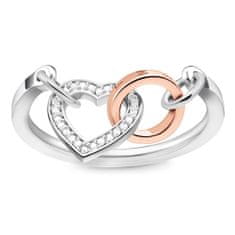 Thomas Sabo Prsten "Spolu srdce" , D_TR0033-095-14-54, Sterling Silver, 925 Sterling silver, 9k rose gold, white diamond