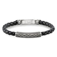 Thomas Sabo Kožený náramek "Uzel lásky" , A1407-805-11-L17,5, Sterling Silver, 925 Sterling silver, blackened, zirconia black