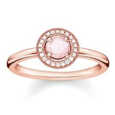 Thomas Sabo Prsten "Světlo Luny" , D_TR0009-925-9-54, Sterling Silver, 925 Sterling silver, 18k rose gold plating, rose quartz, white diamond