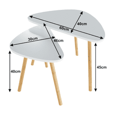 KONDELA Konferenční stolky, set 2 ks, bílá / přírodní, BISMAK