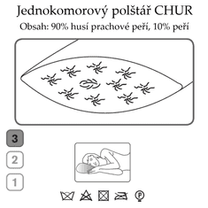 Ch. Fischbacher Polštář CHUR 60 x 80 cm z husího prachového peří v hladkém hedvábí tuhý