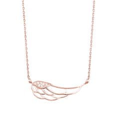 Klenoty Amber Stříbrný náhrdelník s křídlem - růžové zlacení