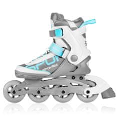 Spokey PRIME PRO Kolečkové brusle, bílo-tyrkysové, ABEC9 Carbon, vel. 38 - rozbaleno