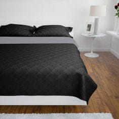 Greatstore Oboustranný prošívaný přehoz na postel černo-šedý 170 x 210 cm