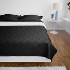 Greatstore Oboustranný prošívaný přehoz na postel černobílý 230 x 260 cm