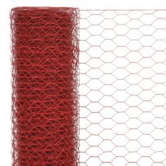 Greatstore Pletivo ke kurníku ocel PVC vrstva 25 x 0,75 m červené