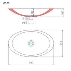 Greatstore Umyvadlo 59,3x35,1x10,7 cm minerální/mramorový kompozit bílé