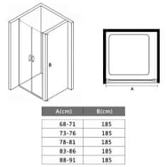 Greatstore Sprchové dveře polomatné ESG 85 x 185 cm