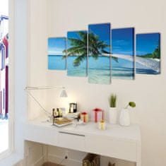 shumee Sada obrazů, tisk na plátně, písečná pláž s palmou, 200 x 100 cm