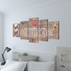 shumee Sada obrazů, tisk na plátně, Home Sweet Home, 100 x 50 cm