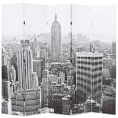 Greatstore Skládací paraván 200 x 170 cm New York by Day černobílý