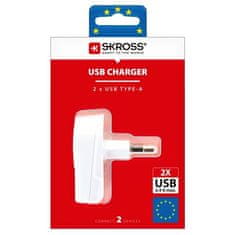 Skross Euro USB nabíjecí adaptér, 2400 mA, 2× USB výstup DC10