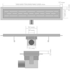 Vidaxl Sprchový odtokový žlab rovný 2 ks 930 x 140 mm nerezová ocel