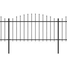 Greatstore Zahradní plot s hroty ocel (1,25–1,5) x 11,9 m černý