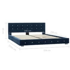 Greatstore Rám postele modrý samet 140 x 200 cm