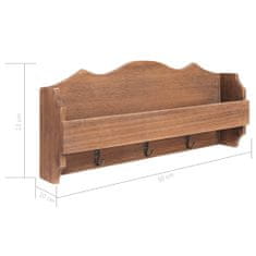 Greatstore Nástěnný věšák hnědý 50 x 10 x 23 cm dřevo