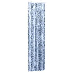 Greatstore Závěs proti hmyzu modrý, bílý a stříbrný 56 x 185 cm Chenille