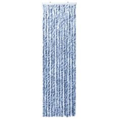 Greatstore Závěs proti hmyzu modrý, bílý a stříbrný 56 x 185 cm Chenille