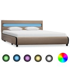 Greatstore Rám postele s LED cappuccino umělá kůže 140 x 200 cm