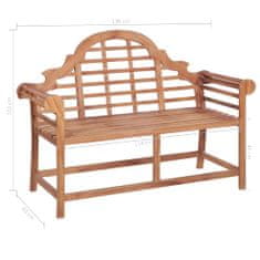 Greatstore Zahradní lavice s poduškou se vzorem listů 120 cm masivní teak