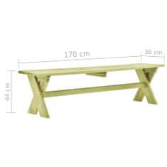 Greatstore Zahradní lavice 170 cm impregnované borové dřevo