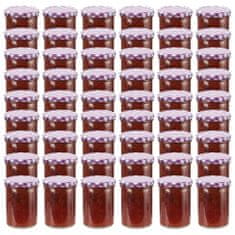 Greatstore Zavařovací sklenice s fialovobílými víčky 48 ks 400 ml