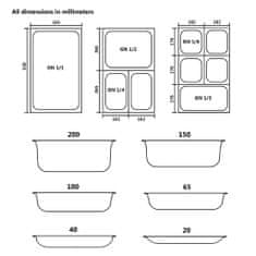 shumee Gastronádoby 12 ks GN 1/4 20 mm nerezová ocel